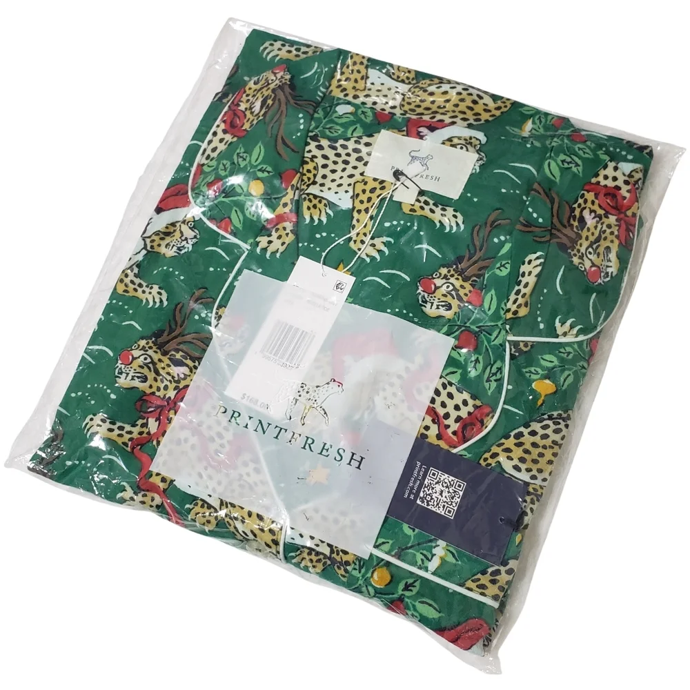 Printfresh Pajama Set Bagheera Leopard Christmas Mistletoe Short Sleeve/Pants